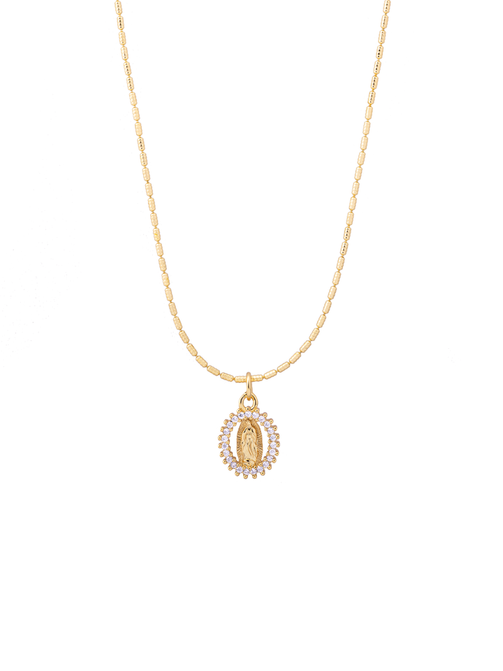 Collar Virgen Con Contorno Zirconias