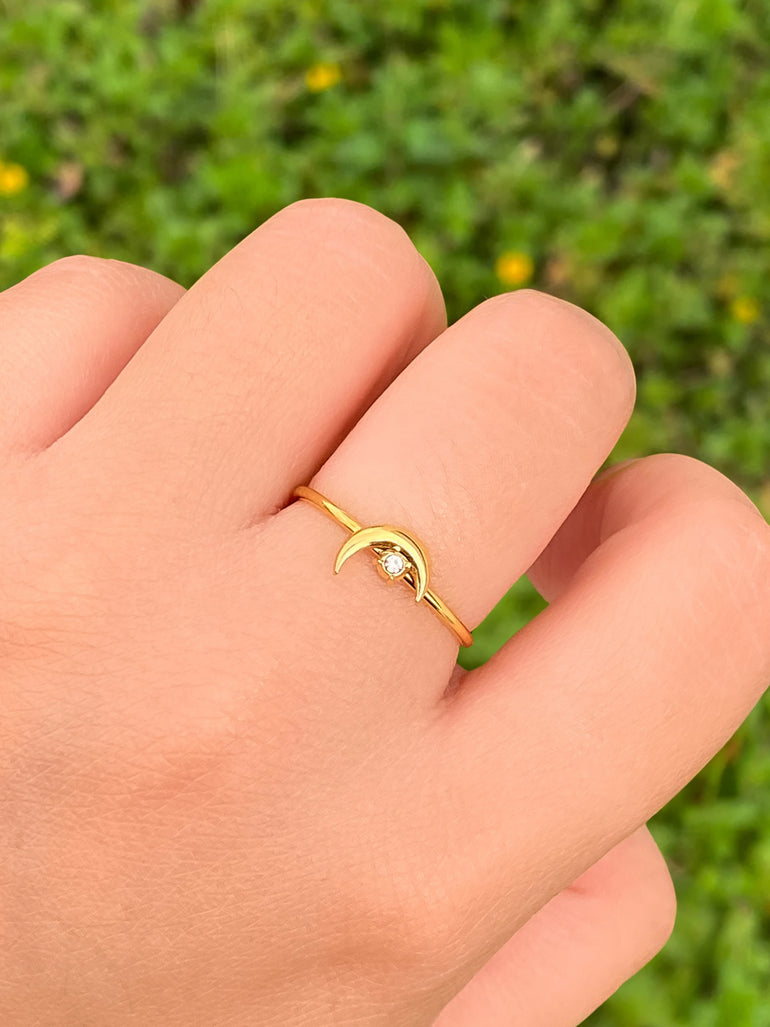 Anillo Ajustable Luna Con Zirconia