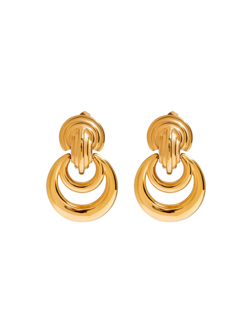 Par Arete Con Doble Aro Colgante
