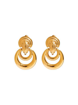 Par Arete Con Doble Aro Colgante