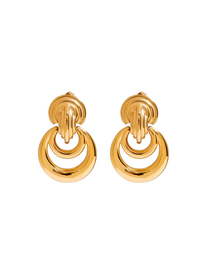 Par Arete Con Doble Aro Colgante