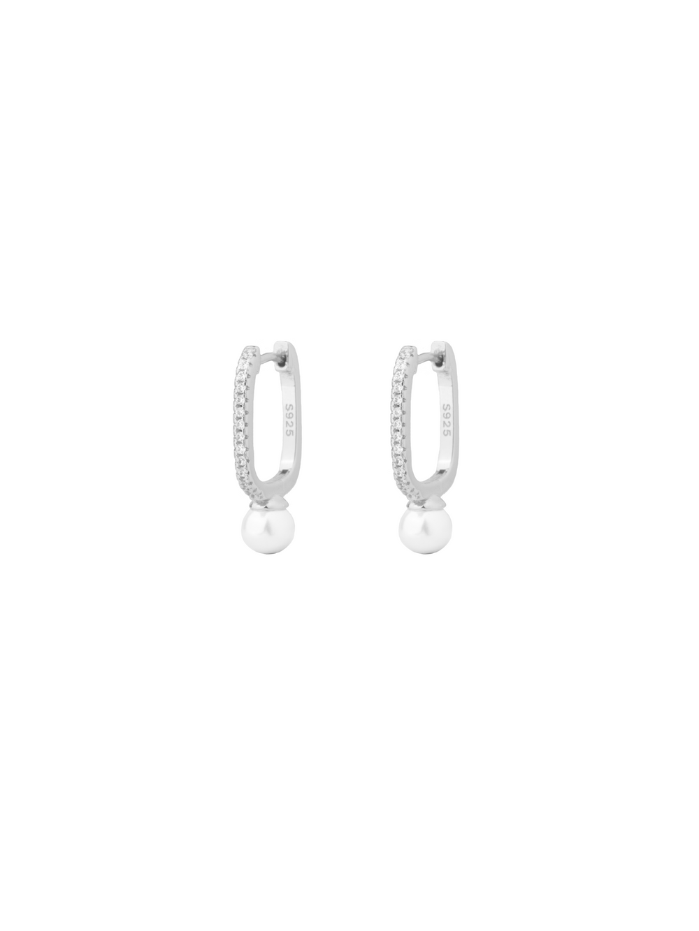 Par Arracada Rectangular Con Perla