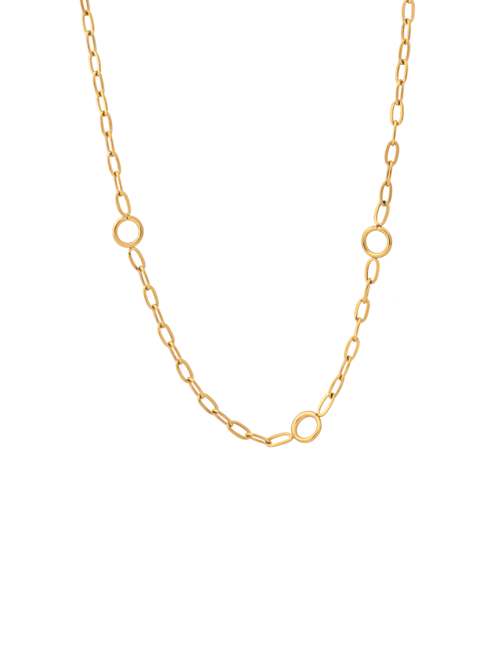 Collar Eslabon Ovalado Con Tres Circulos