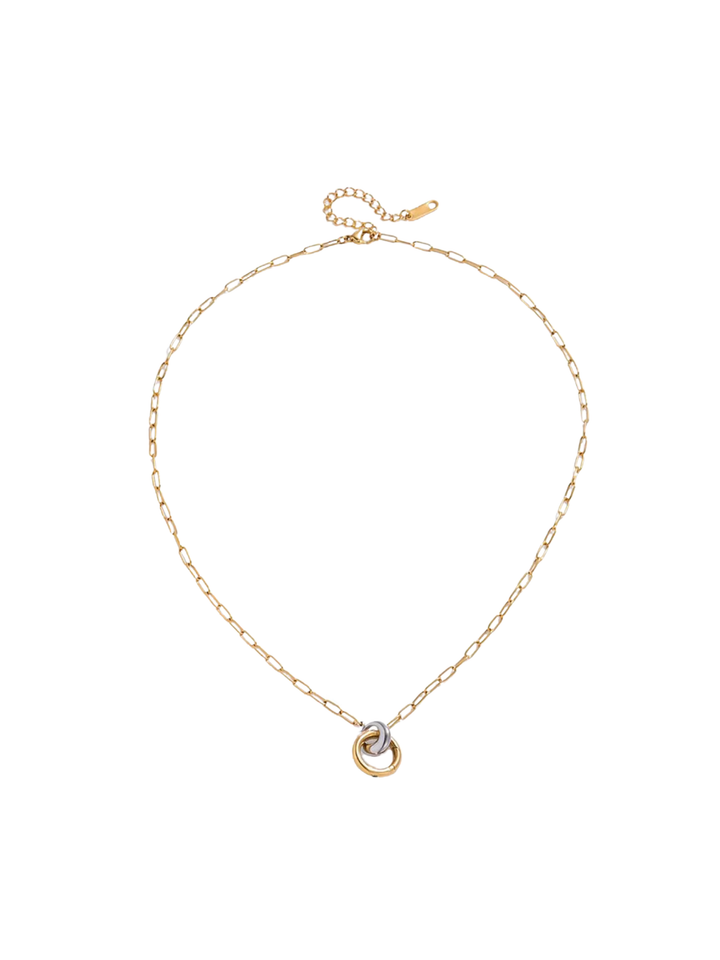 Collar Eslabon Con Dije Doble Circulo Combinado