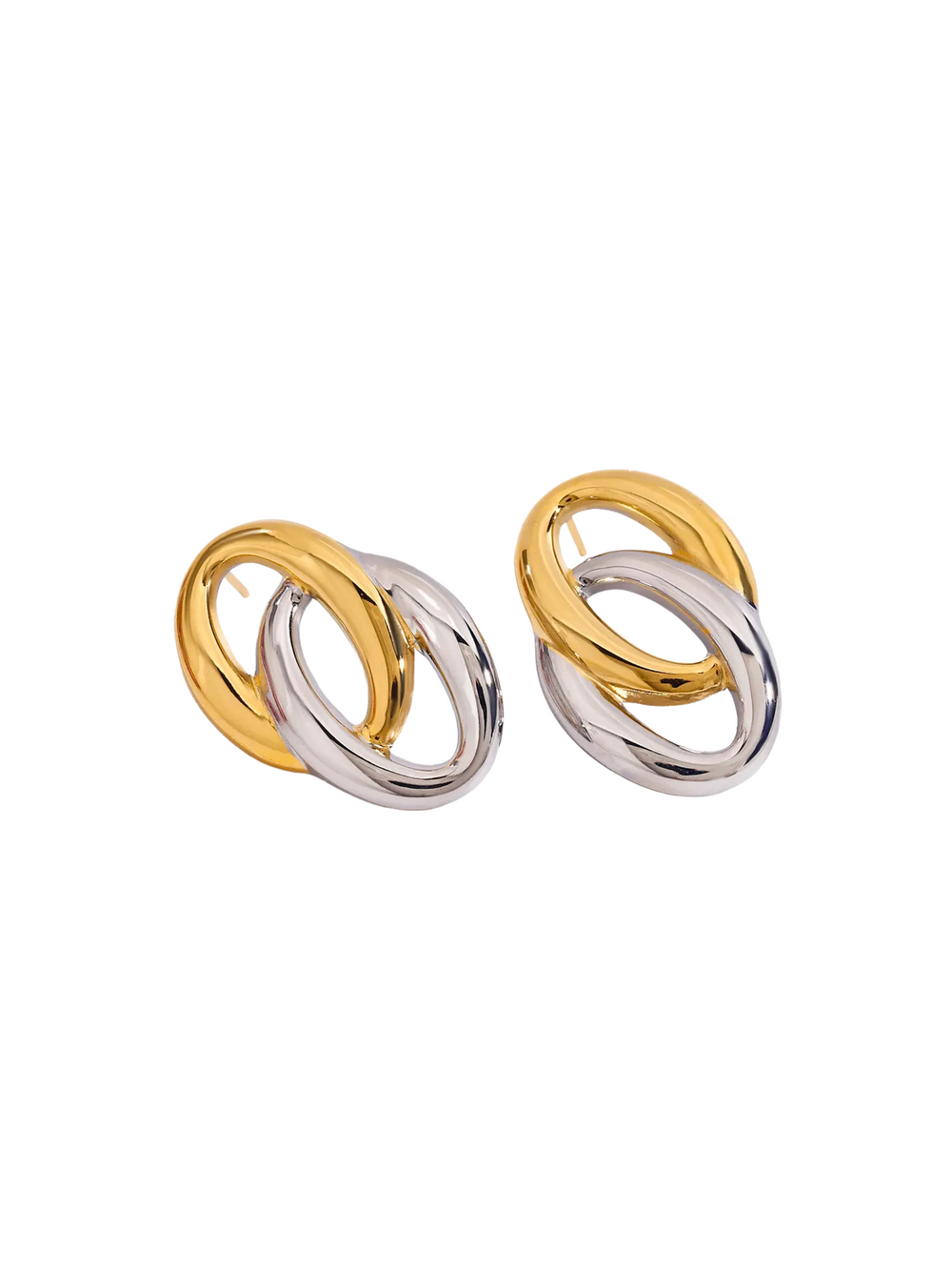 Par Arete Doble Ovalo Enlazado Combinado