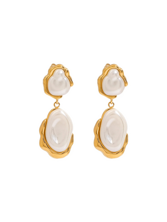 Par Arete Doble Irregular Con Perla