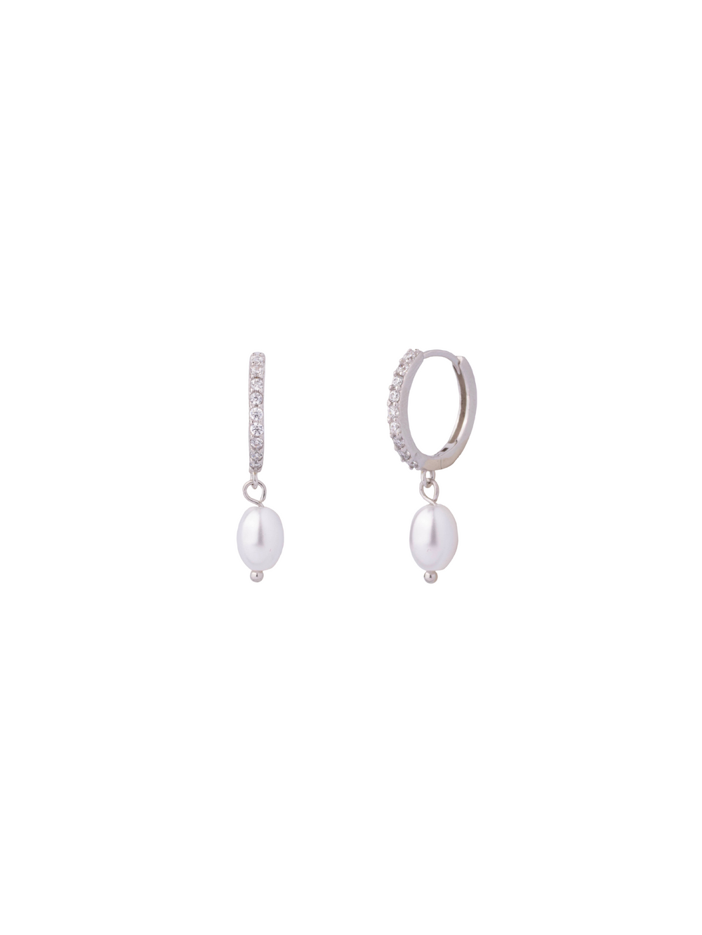 Par Arracada Zirconias Con Perla Colgante