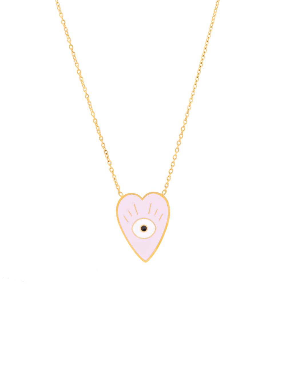 Collar Dije Corazon Rosa Con Ojo