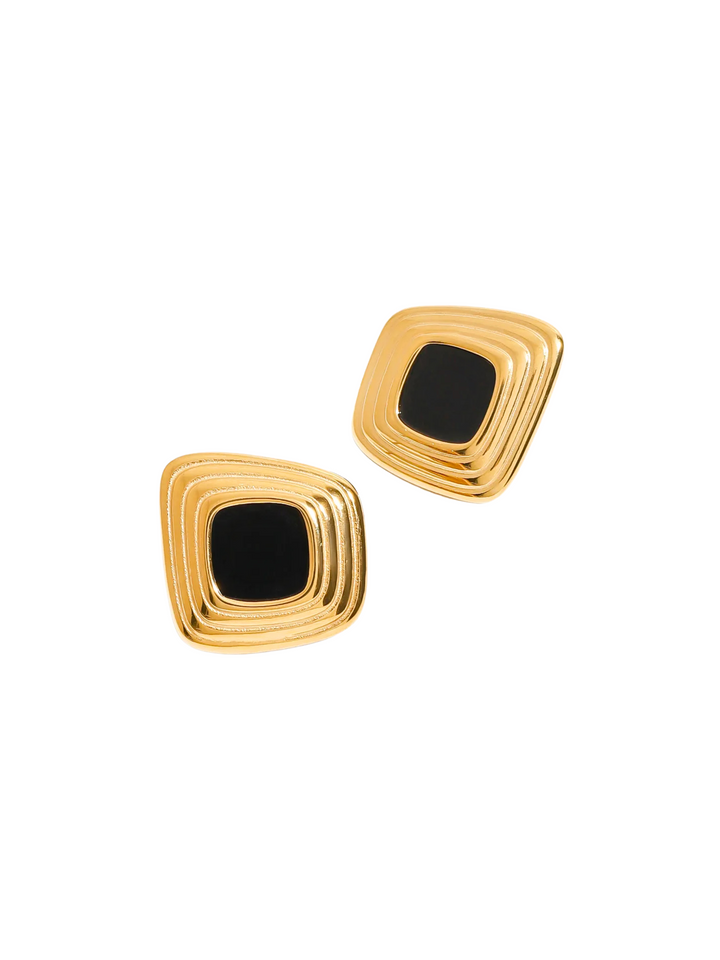 Par Arete Cuadrado Irregular Con Piedra
