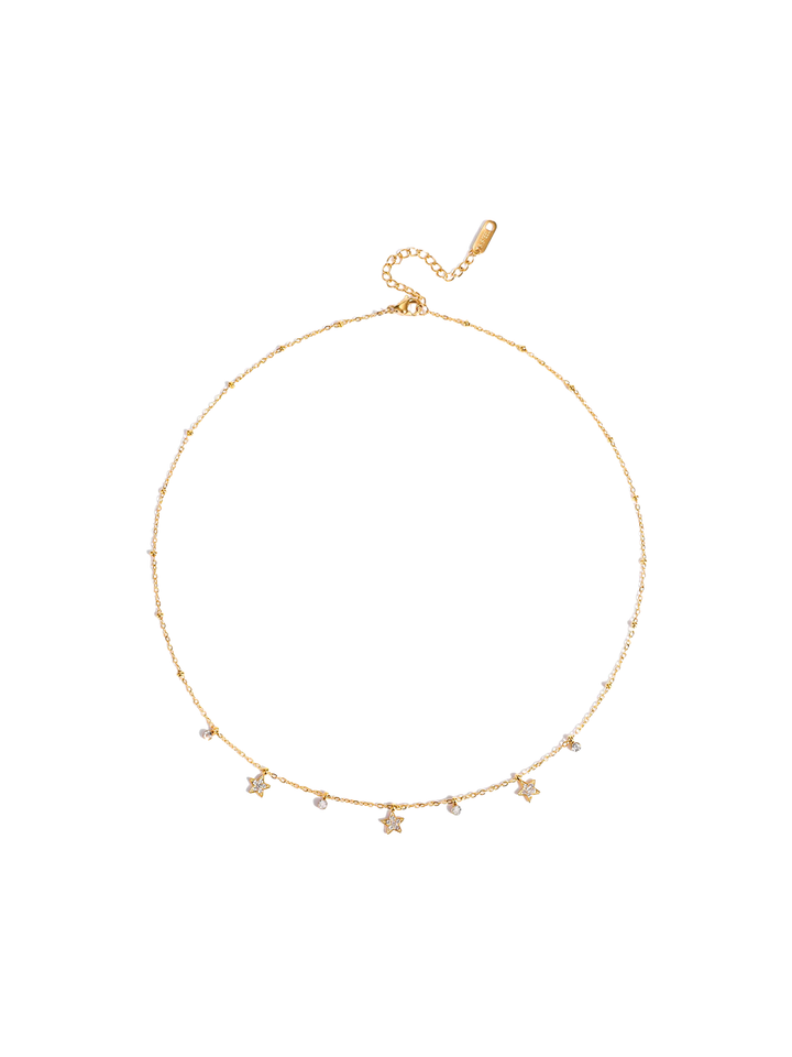 Collar Bolitas Estrellas Con Mini Zirconias