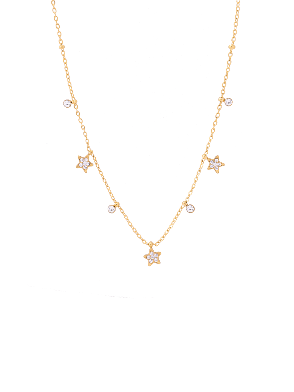Collar Bolitas Estrellas Con Mini Zirconias