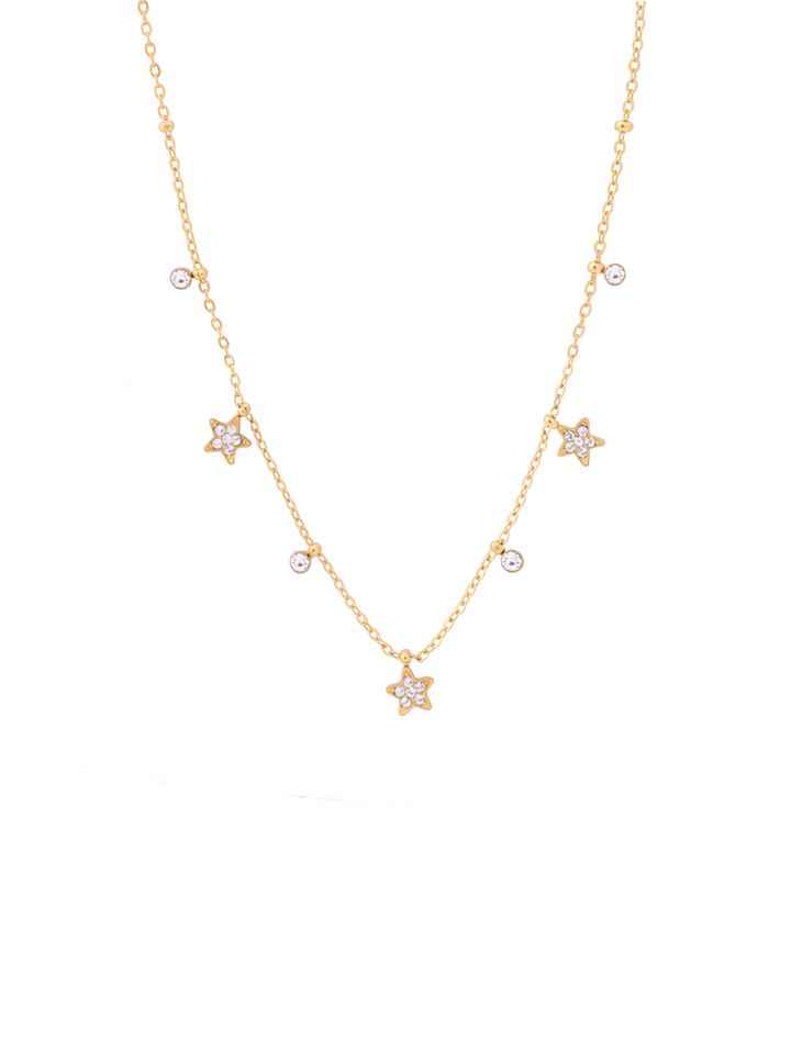 Collar Bolitas Estrellas Con Mini Zirconias