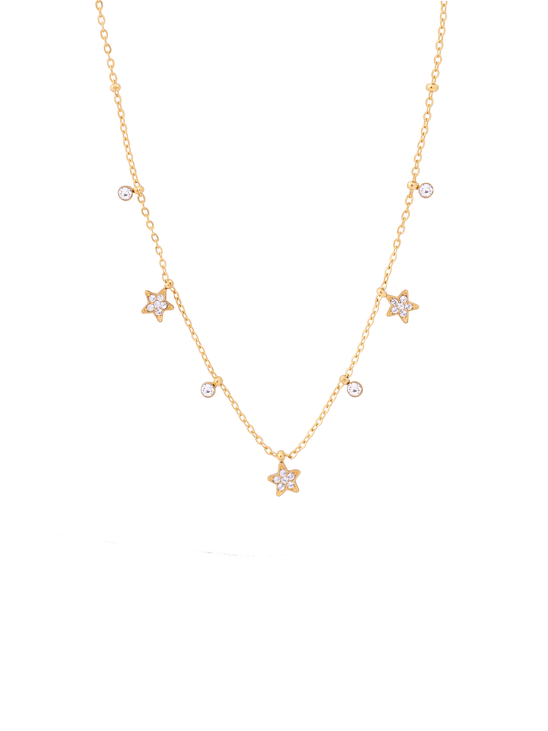 Collar Bolitas Estrellas Con Mini Zirconias