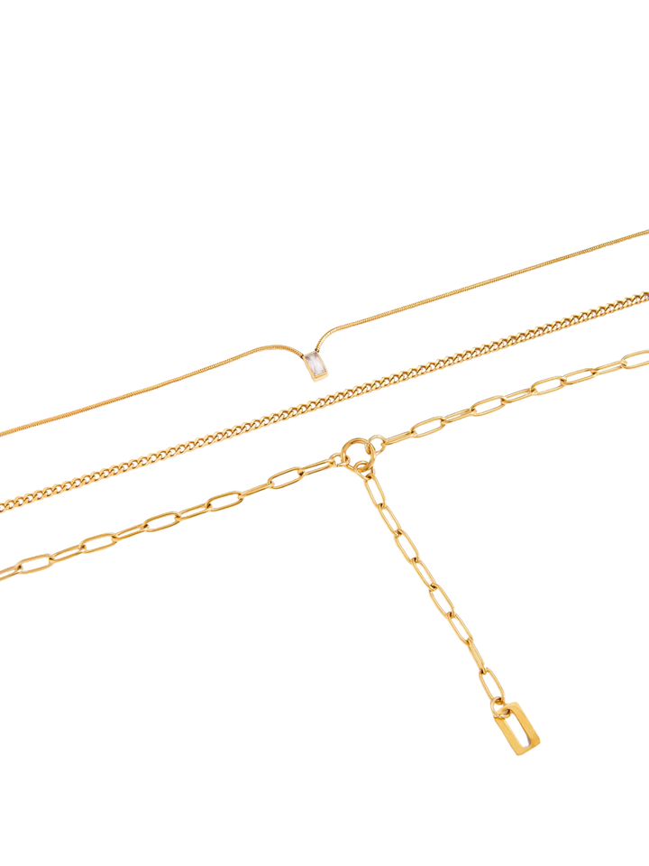 Collar Largo Triple Cadena Con Dije