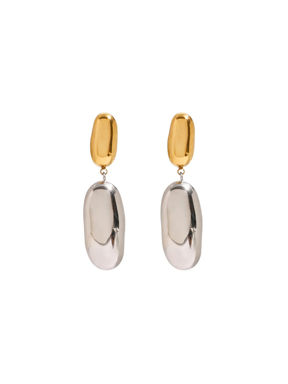 Par Arete Doble Ovalo Combinado