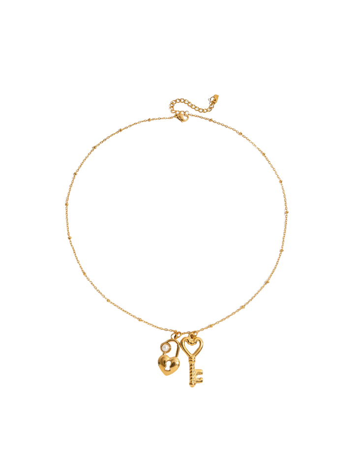 Collar Bolitas Con Dije Llave y Corazon