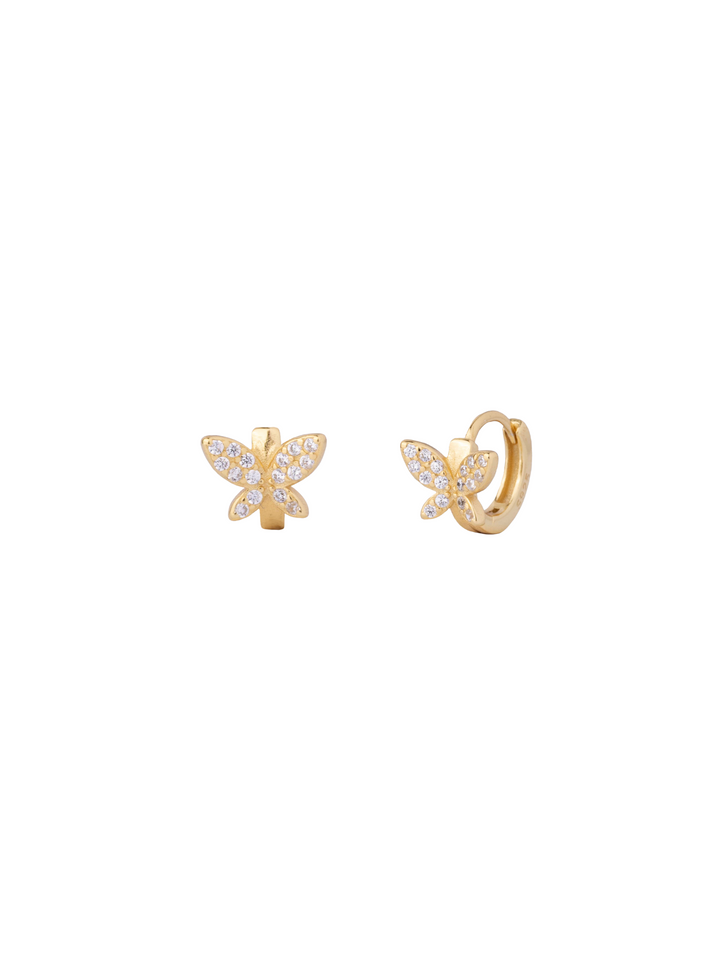 Mini Arracada Con Mariposa Zirconias