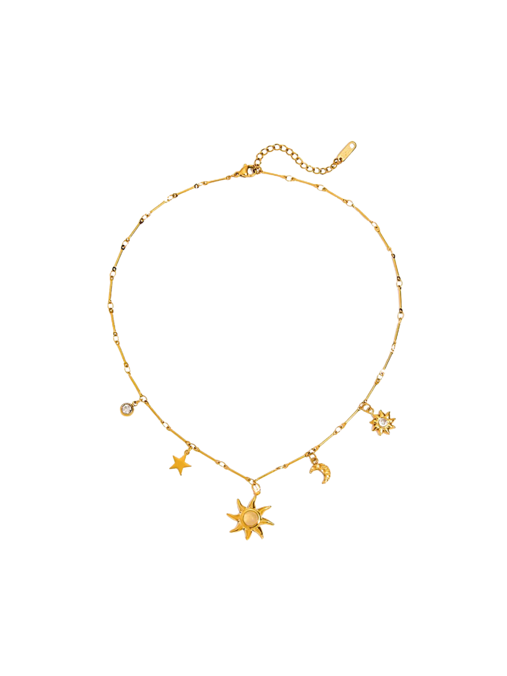 Collar Con Dijes Sol, Estrella Y Luna