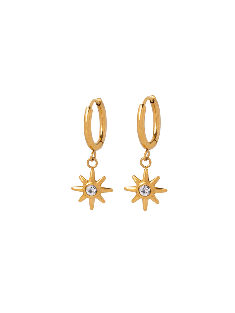 Par Arracada Con Dije Estrella Zirconia