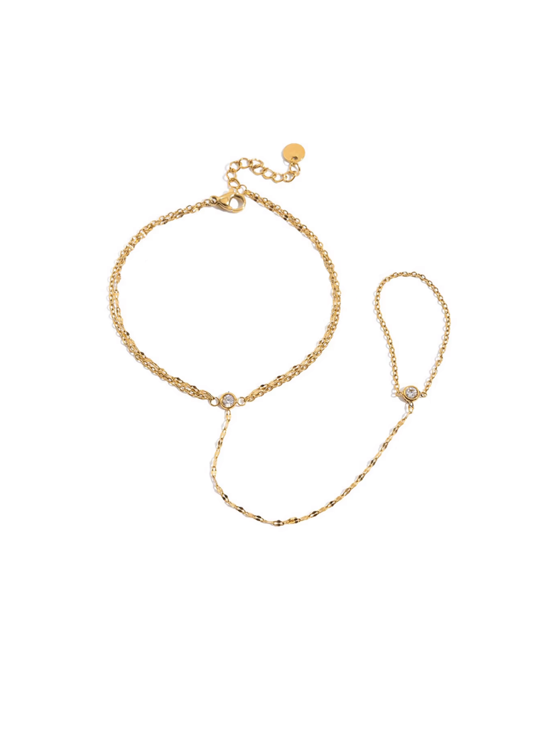 Pulsera Doble Zirconia Con Anillo