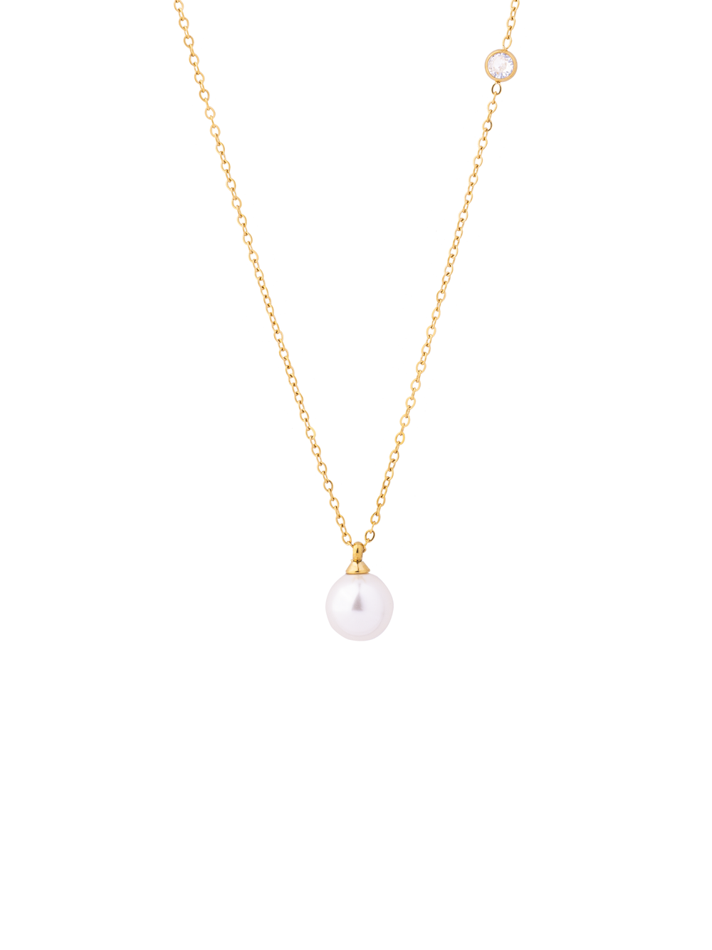 Collar Perla Con Zirconia