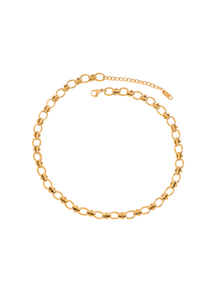 Collar Eslabon Ovalado Enlazado Con Bolitas