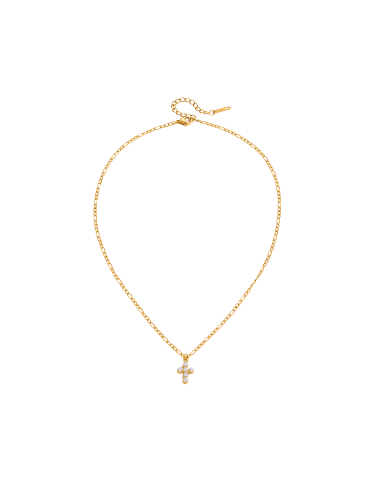 Collar Con Dije Cruz Perlitas