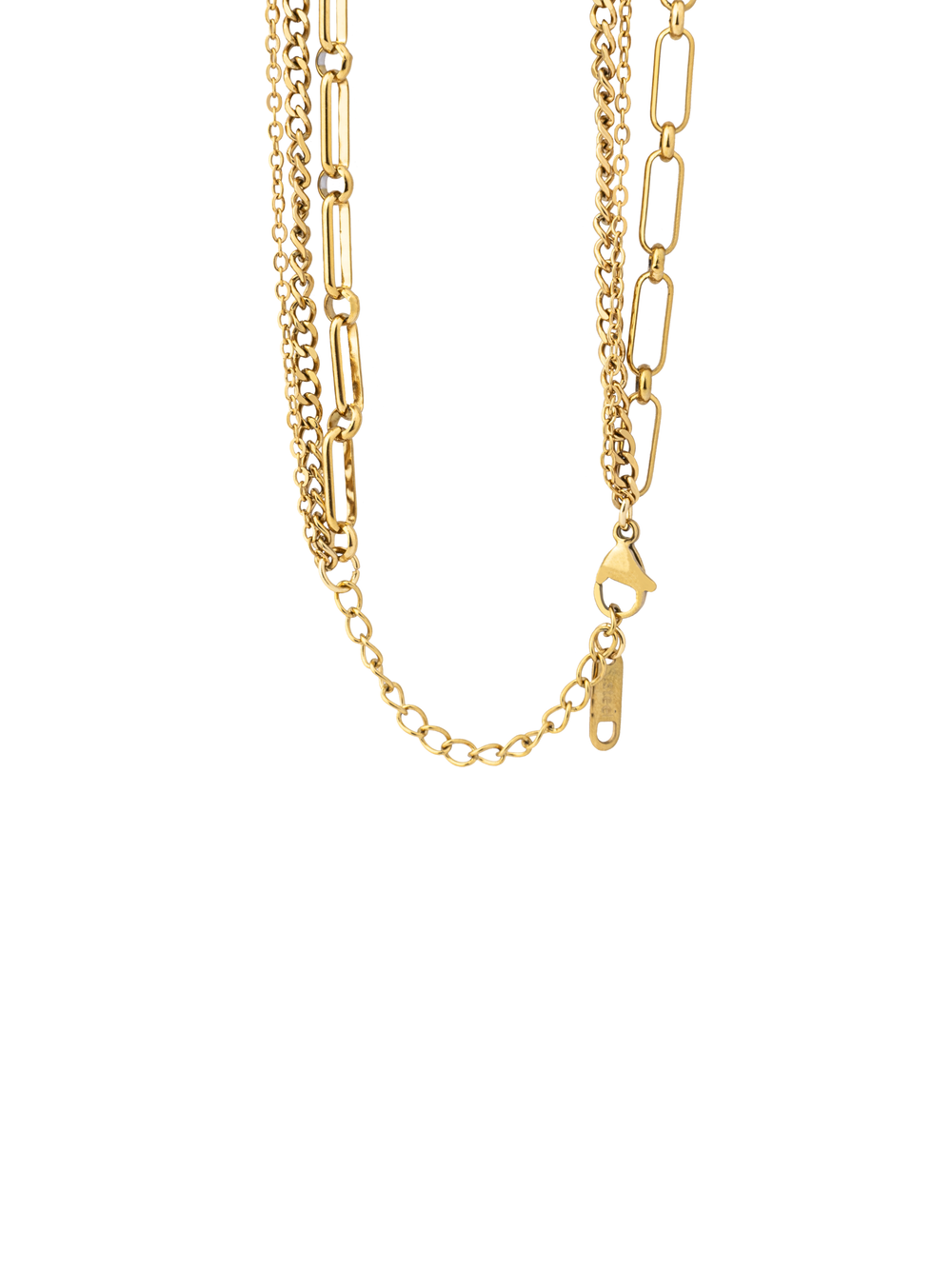 Collar Triple Eslabon Tipo Clip Y Dije Zirconia