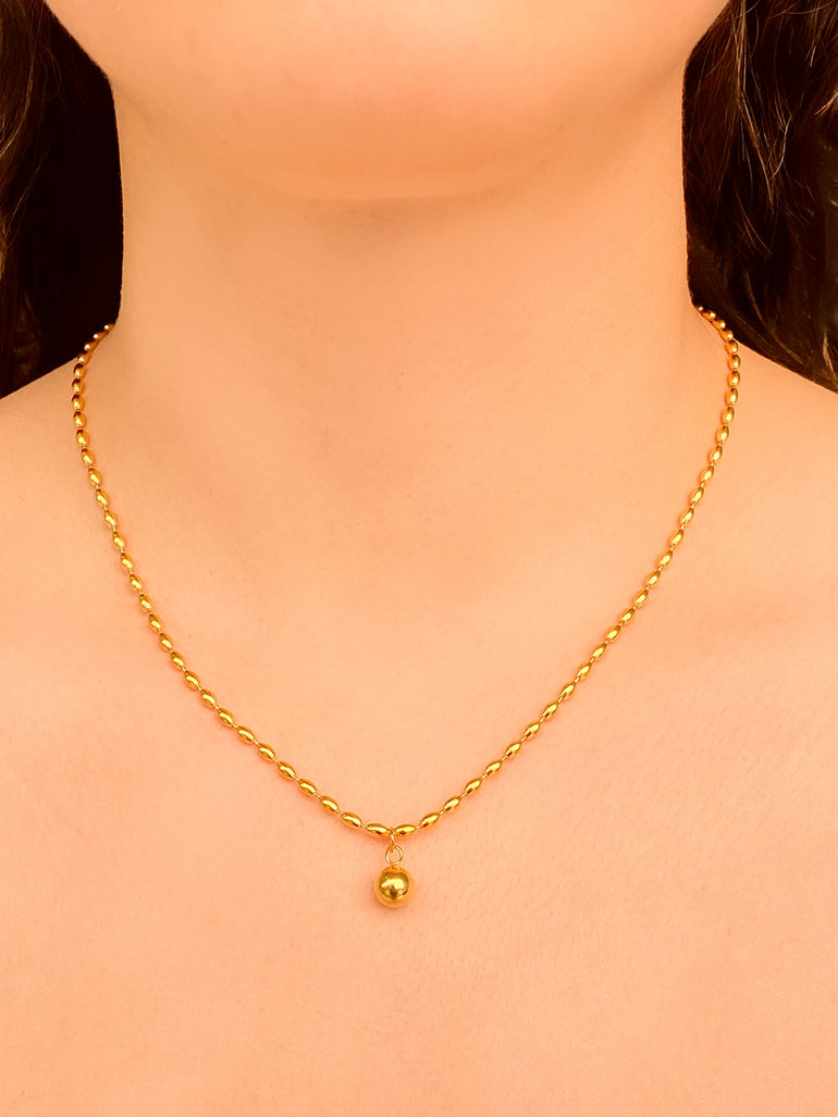 Collar Ovalos Con Bolita Lisa