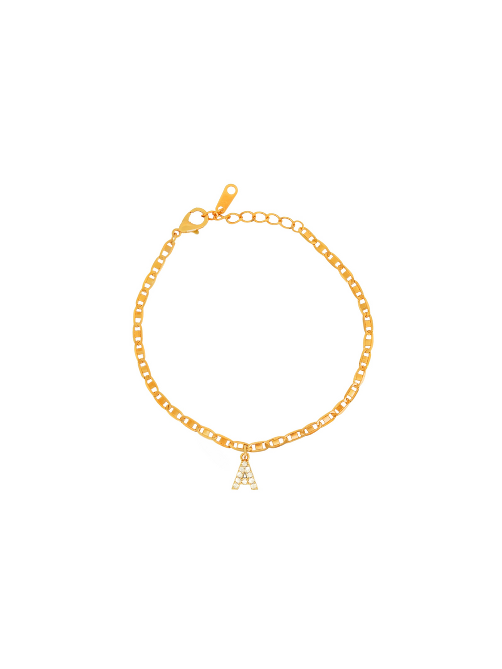 Pulsera Eslabon Planchado 3 mm Con Inicial