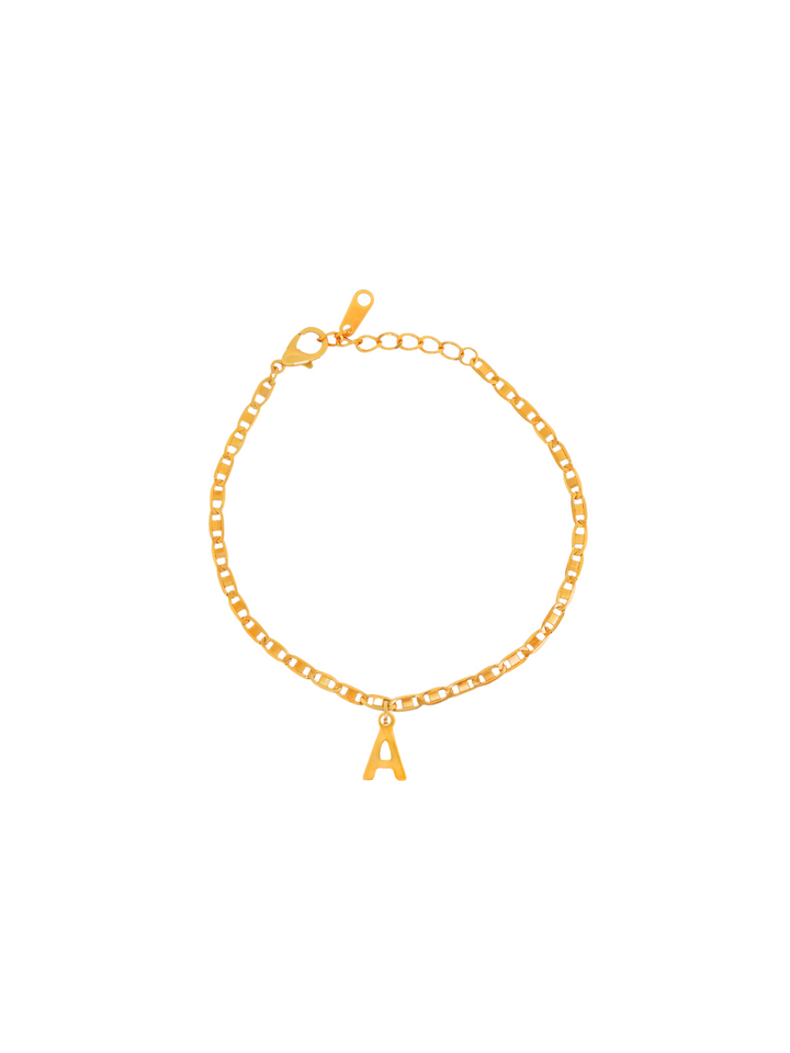 Pulsera Eslabon Planchado 3 mm Con Inicial