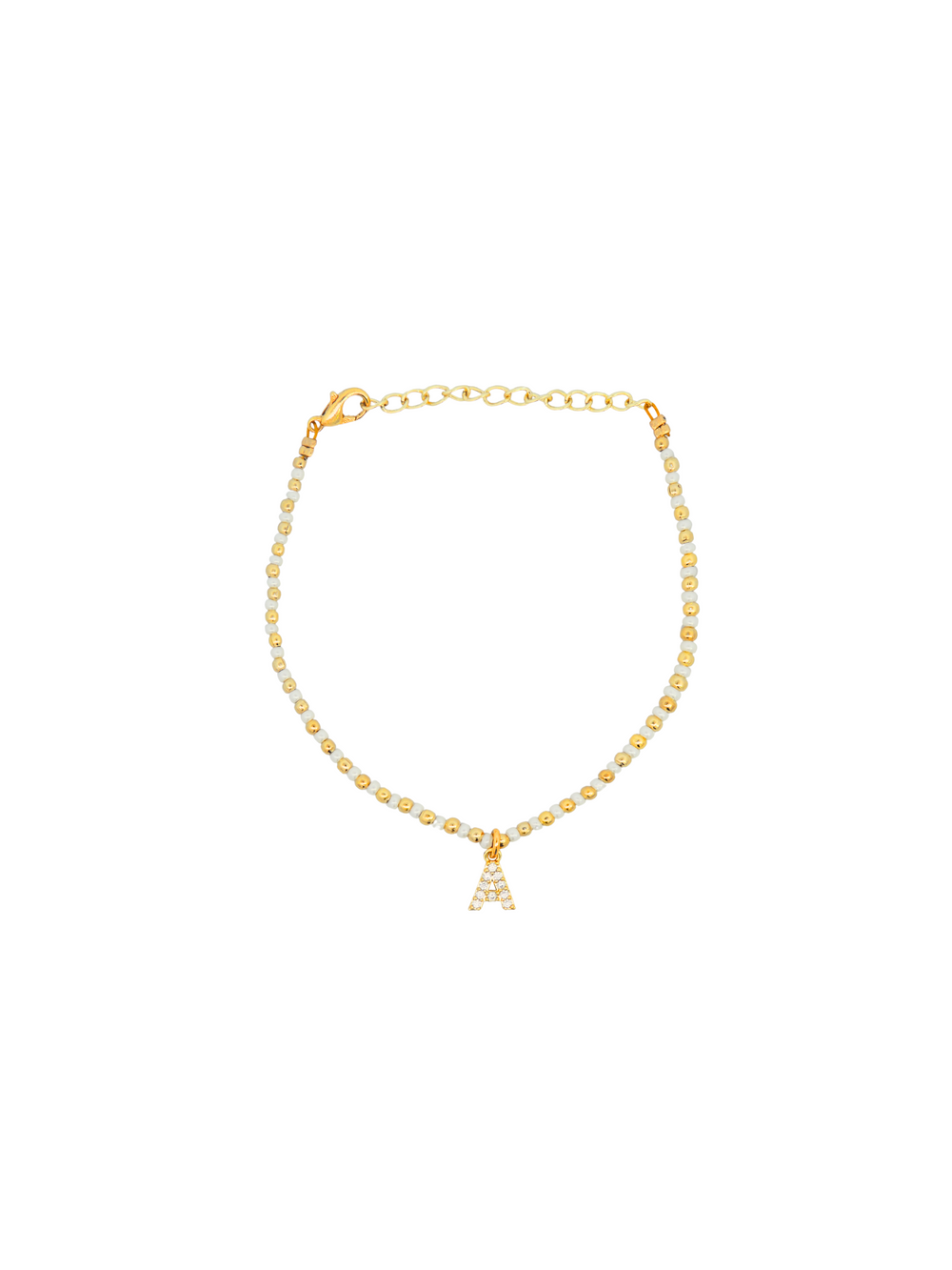 Pulsera Inicial Blanco y Dorado