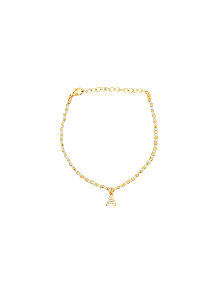 Pulsera Inicial Blanco y Dorado