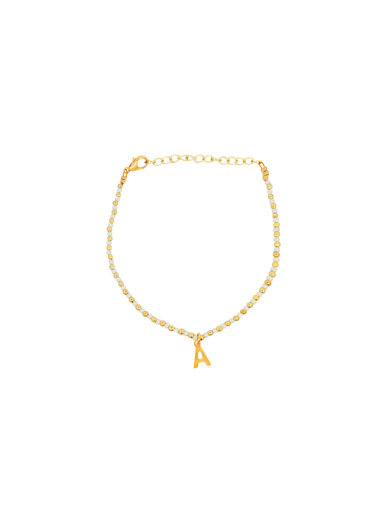 Pulsera Inicial Blanco y Dorado