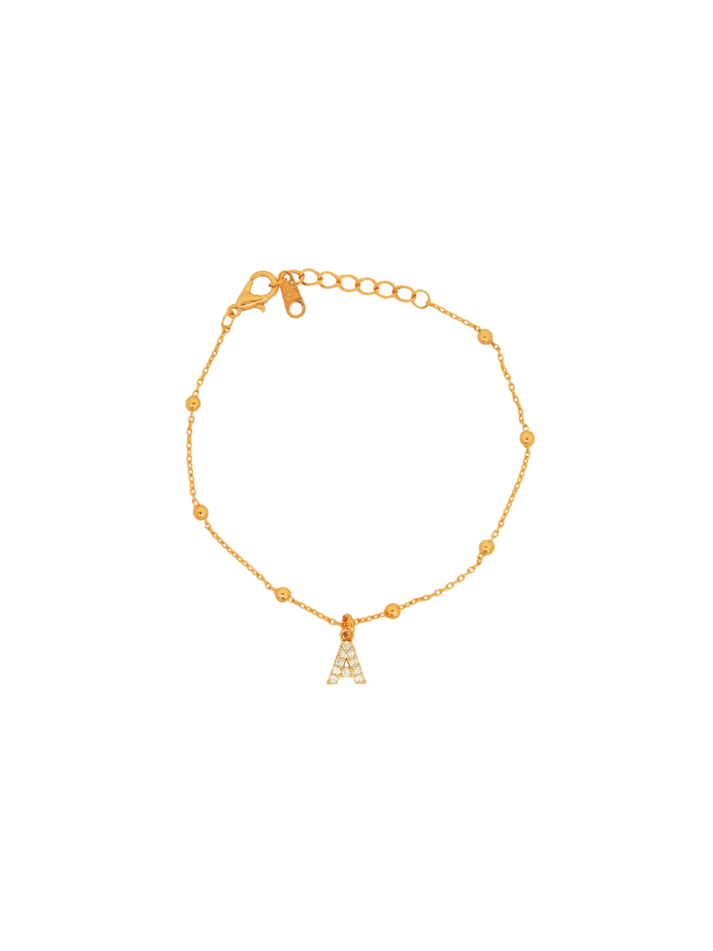 Pulsera Con Bolitas Doradas Inicial
