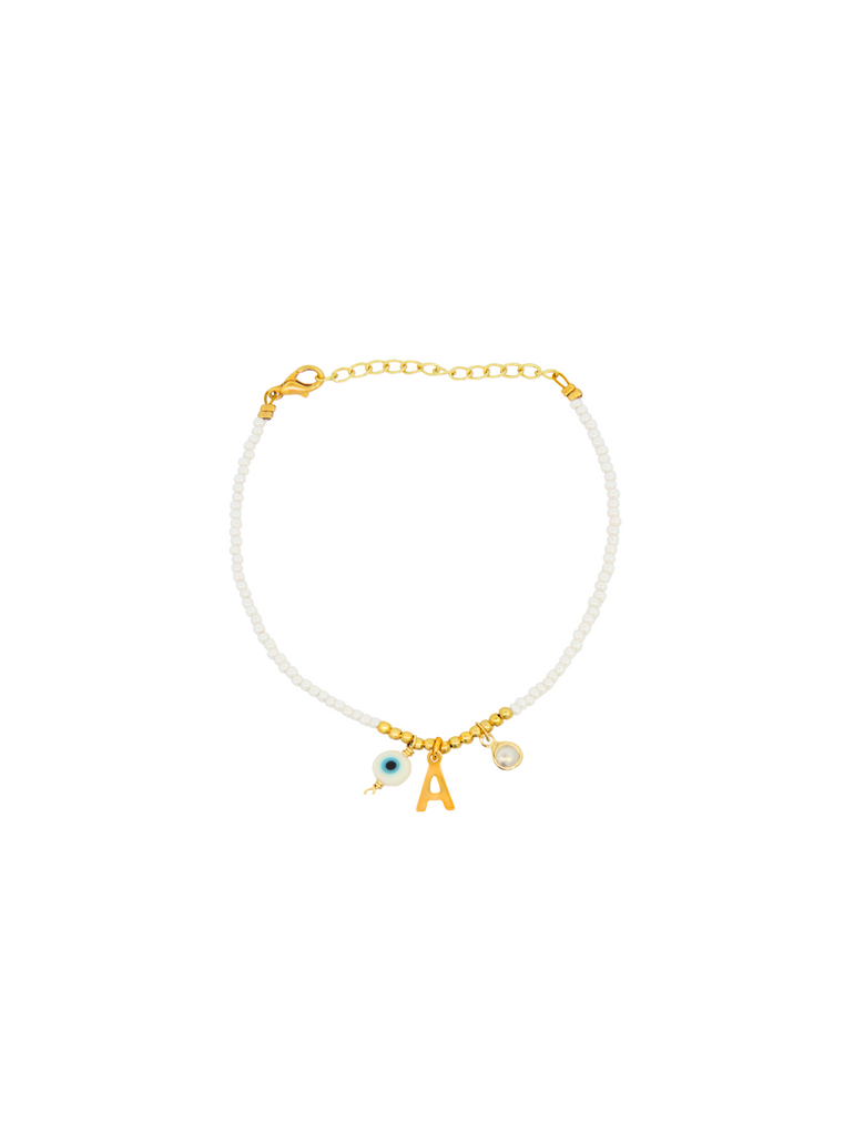 Pulsera Inicial, Ojo y Perla