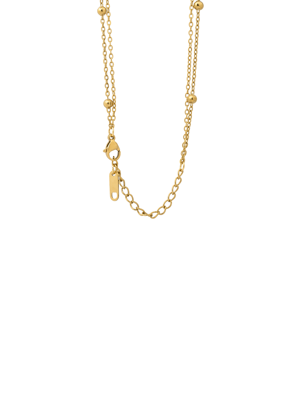 Collar Doble Con Bolitas y Dije Circulo