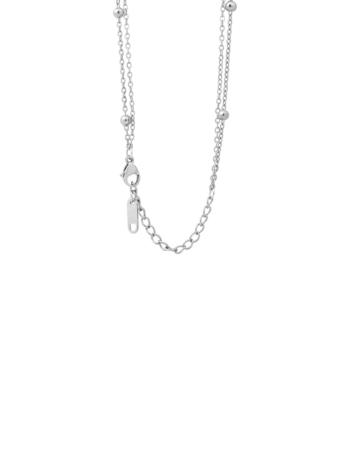 Collar Doble Con Bolitas y Dije Circulo