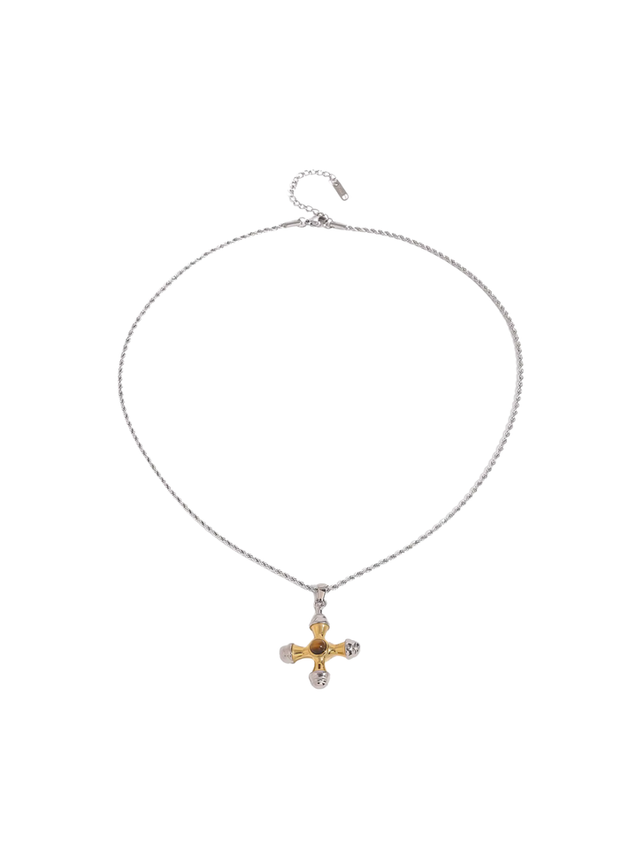 Collar Con Cruz Combinada Centro Ojo de Tigre