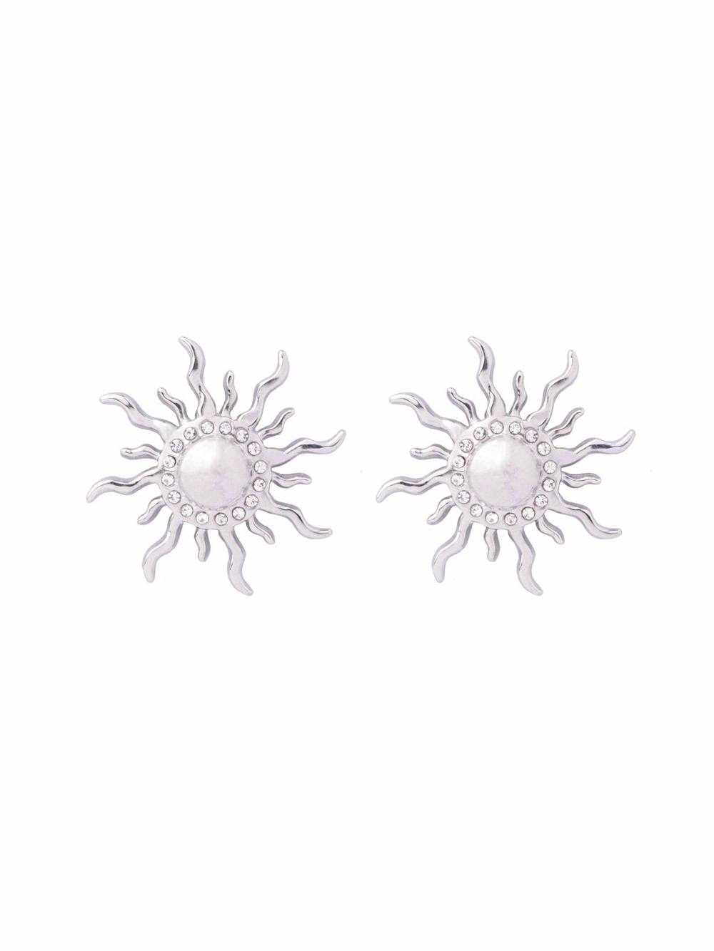Par Arete Sol Plateado Con Zirconias