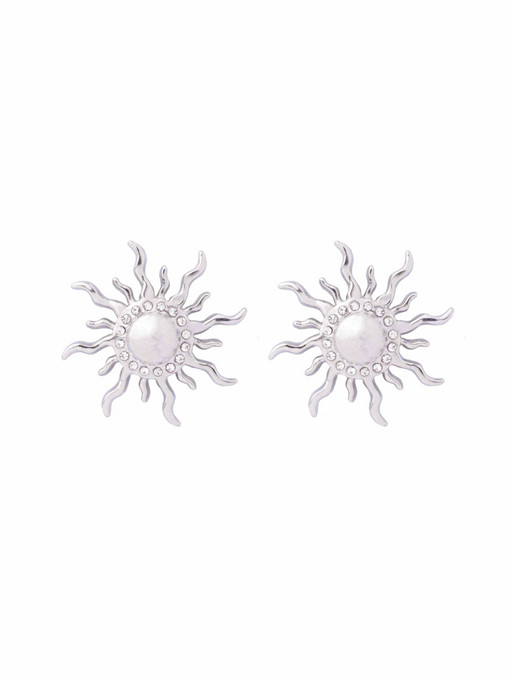 Par Arete Sol Plateado Con Zirconias