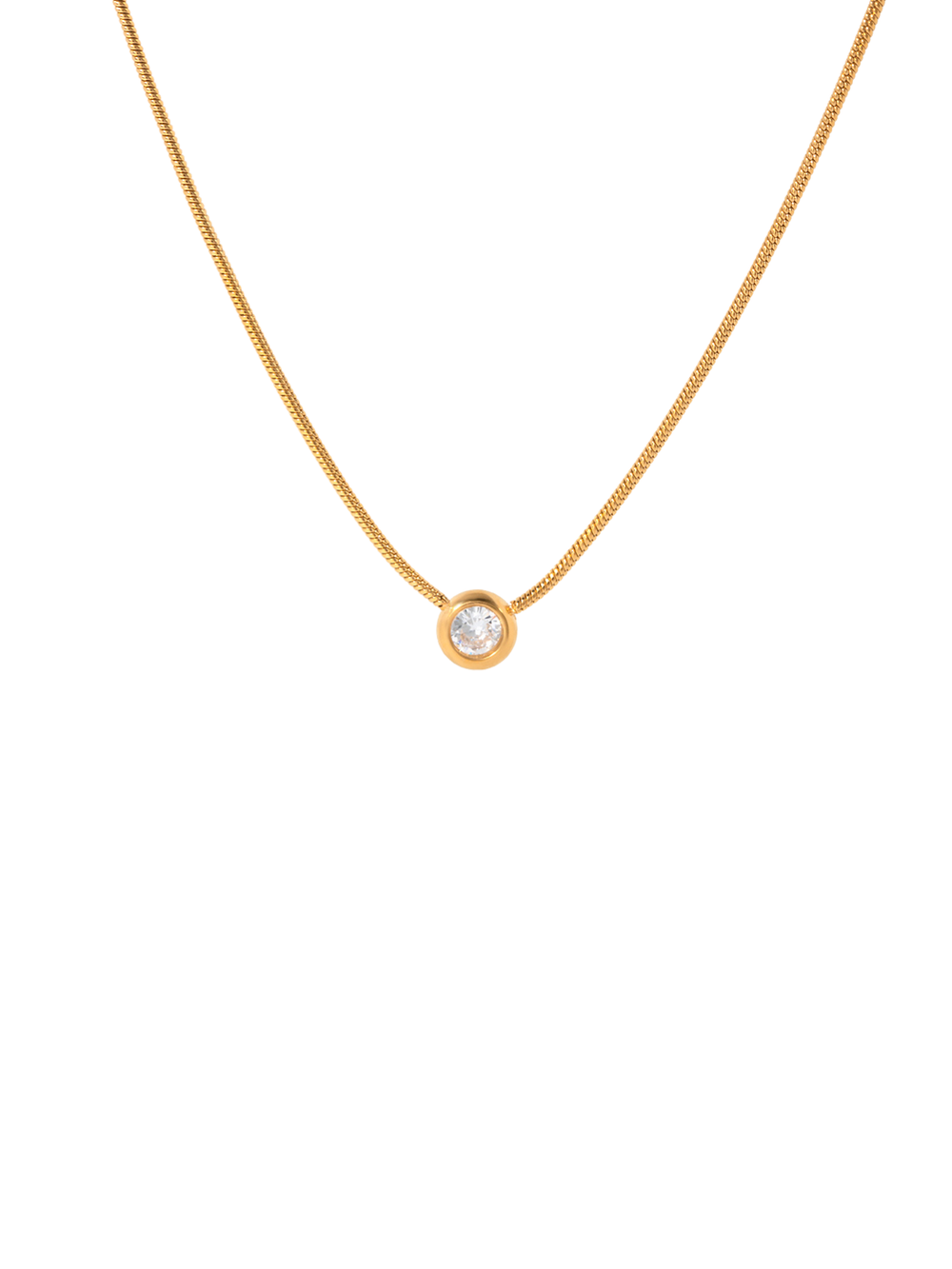 Collar Dije Zirconia Con Bisel
