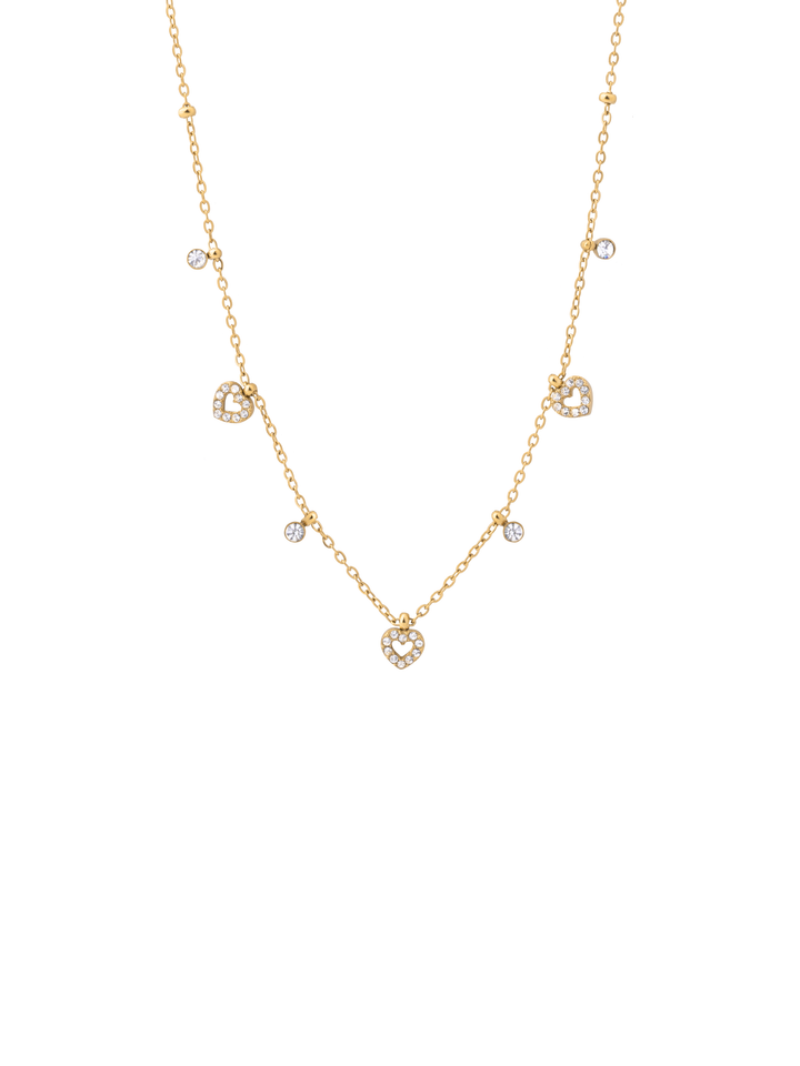 Collar Bolitas Con Corazones y Zirconias