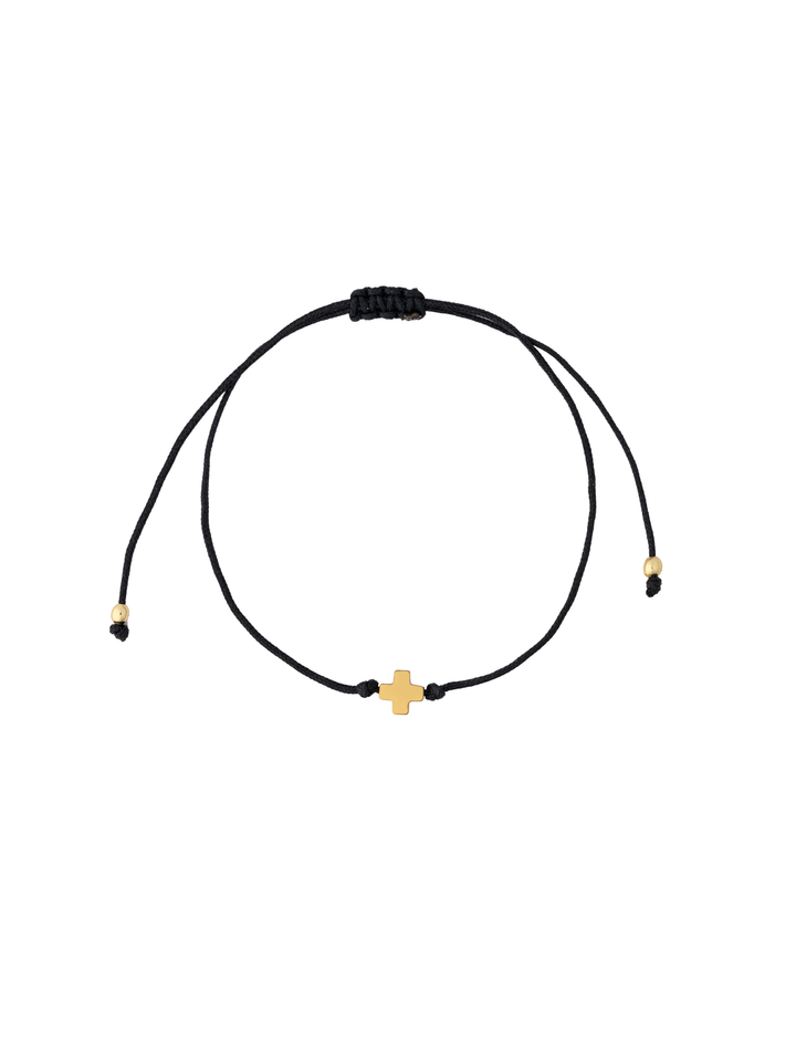 Pulsera Hilo Con Cruz Dorada