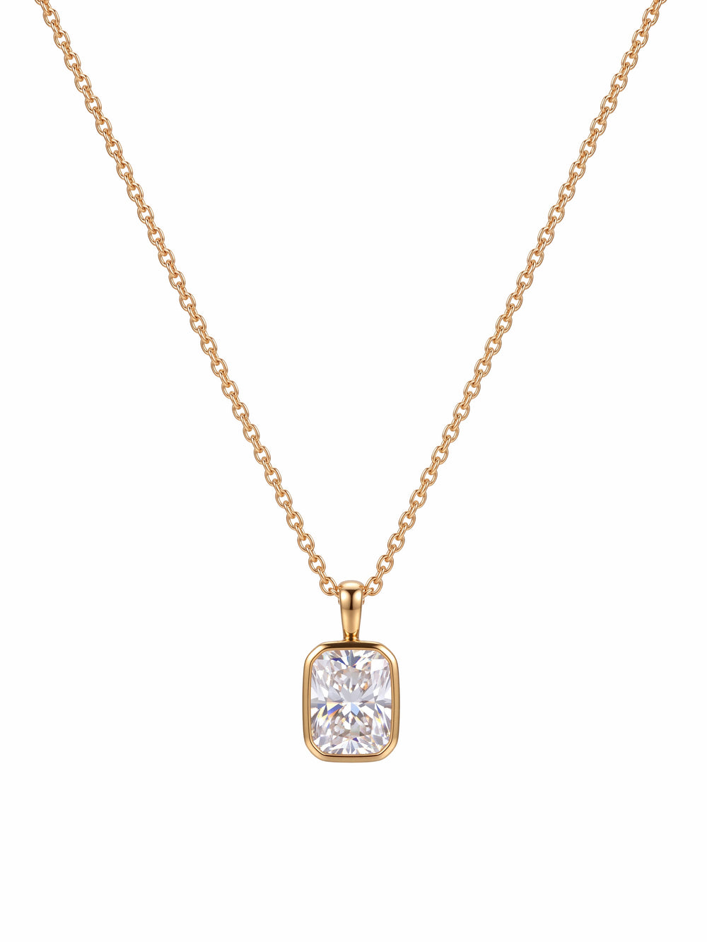Collar Con Dije Zirconia Rectangular