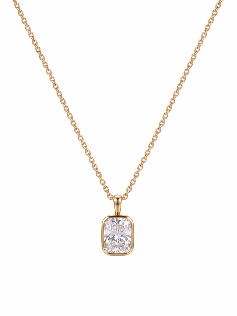 Collar Con Dije Zirconia Rectangular