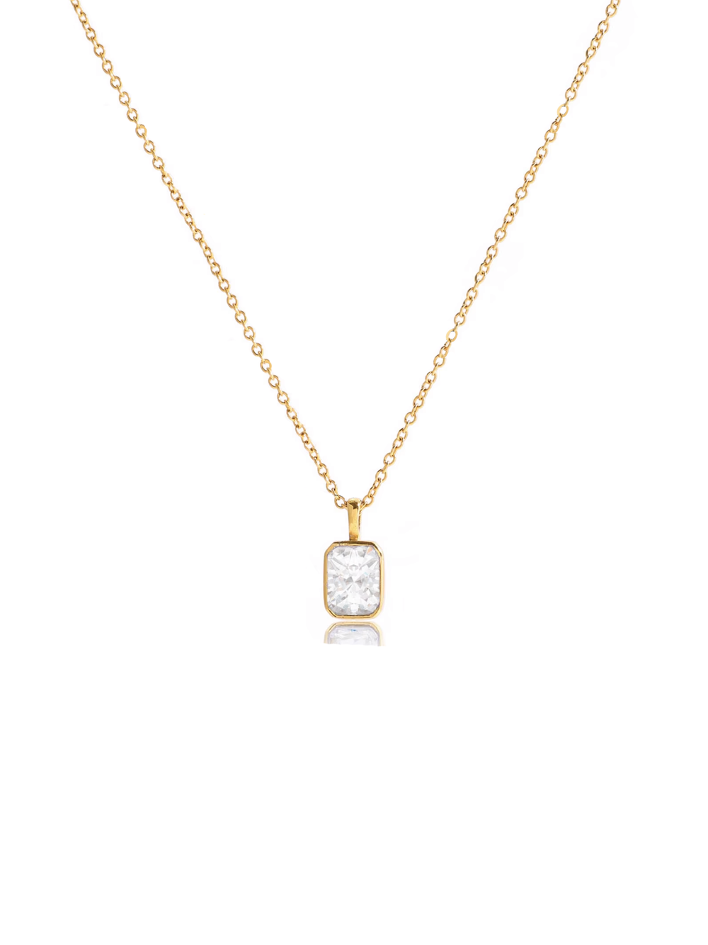 Collar Con Dije Zirconia Rectangular