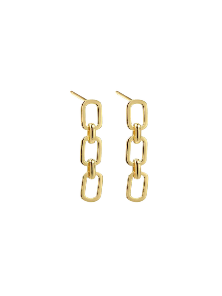 Par Arete Tira Triple Eslabon