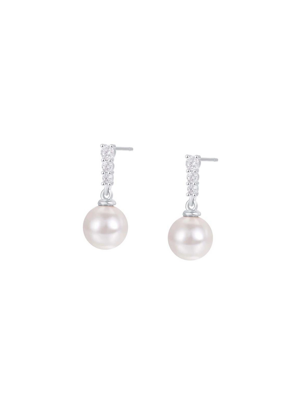 Par Arete Triple Zirconia Con Perla