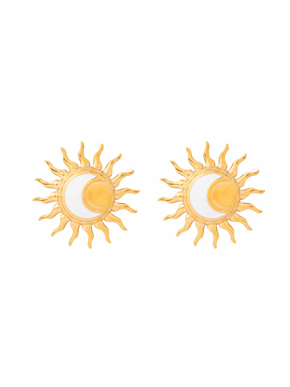 Par Arete Sol Con Luna Blanca